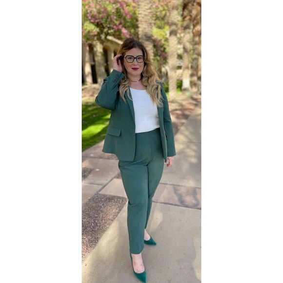 Ann Taylor Green Suit 14 - Picture 3 of 12